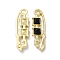 Alloy Pendant, with Glass, Light Gold, Lead Free & Cadmium Free, Safety Pin Charm, Black, 35x10.5x4mm, Hole: 3mm