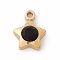 304 Stainless Steel Pendants, with Rhinestone, Star, Golden, Jet, 9.5x7.5x3mm, Hole: 1.4mm