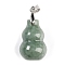 Natural Jadeite Pendants, Gourd Charms with Rhodium Plated 925 Sterling Silver Snap on Bails, 26x13mm, Hole: 4x3mm