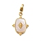 304 Stainless Steel Pave Natural Shell Pendants, Rectangle Charms, Ion Plating(IP), Real 14K Gold Plated, 32mm, Pendant: 24x16.5x2.5mm, Hole: 10x7x3mm