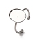 304 Stainless Steel Open Cuff Ring Components, Plain Pad Ring Settings, Oval, Stainless Steel Color, Tray: 14x10mm, 1.5mm, Inner Diameter: adjustable