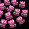 Transparent Acrylic Beads, with Enamel, Frosted, Tulip Flower, Hot Pink, 24.5x20x9mm, Hole: 3mm