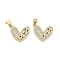 Brass Pave Clear Cubic Zirconia Pendants, Cadmium Free & Lead Free, Golden, Heart, 15x17x3mm, Hole: 5mm