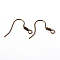 Brass Earring Hooks, Ear Wire, with Horizontal Loop, Nickel Free, Antique Bronze, 17mm, Hole: 1.5mm, 21 Gauge, Pin: 0.7mm