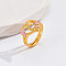 Heart & Flower Brass Pearl Pink Enamel Adjustable Finger Rings, Cadmium Free & Nickel Free & Lead Free, Golden, Letter C, 14mm, Inner Diameter: 17mm