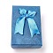Cardboard Jewelry Boxes, with Ribbon Bowknot and Sponge, For Rings, Earrings, Necklaces, Rectangle, Cornflower Blue, 9.3x6.3x3.05cm