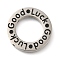 Anti-Tarnish 304 Stainless Steel Pendants, Round Ring with Word Good Luck, Stainless Steel Color, 24.5x24.5x3mm, Hole: 1.8mm