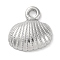 Anti-Tarnish 304 Stainless Steel Pendants, Shell Charm, Stainless Steel Color, 18x16x4mm, Hole: 2.5mm