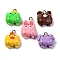 Animal Series Opaque Resin Pendants, with Platinum Tone Iron Loops, Mixed Shapes, Mixed Color, 17~24.5x16~18.5x7~9mm, Hole: 2mm