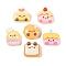 Opaque Resin Imitation Food Decoden Cabochons, Cartoon Bread, Mixed Shapes, 17~22.5x18~21.5x6.5~7.5mm