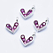 Brass Micro Pave Cubic Zirconia Charms, Long-Lasting Plated, Lead Free & Nickel Free & Cadmium Free, Heart, Hot Pink, Real Platinum Plated, 9.5x6.5x2mm, Hole: 1mm