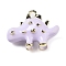 Alloy Enamel Pendants, 3D Dinosaur Charm, Golden, Lavender, 14.5x19x7mm, Hole: 1.6mm