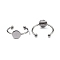 304 Stainless Steel Open Cuff Finger Ring Finding, Pad Ring Settings, 201 Stainless Steel Balls, Stainless Steel Color, Tray: 8mm, US Size 7 3/4(17.9mm), 1.5~3mm