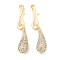 Brass Micro Pave Clear Cubic Zirconia S-Hook Clasps, Cadmium Free & Nickel Free & Lead Free, Teardrop, Real 18K Gold Plated, Hook: 18.5x6x4mm, Inner Diameter: 2.5mm, Teardrop: 22.5x7x6.5mm
