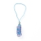 Glass Pendant Decorations, with Nylon Thread and Brass Round Beads, Donut, Golden, Lilac, 95mm, Hole: 35mm