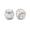 Opaque Acrylic Rhinestone Beads, Round with Flower, with Resin and Iron Chains & Imitation Pearls, White, 20x18mm, Hole: 3mm