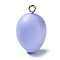 Easter Theme Spray Painted Wood Pendants, Easter Egg Charms with Platinum Tone Iron Loops, Medium Slate Blue, 46~48x28~29mm, Hole: 4mm