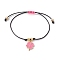 Alloy Enamel Clover Charm Bracelet, Braided Adjustable Bracelet, Deep Pink, Inner Diameter: 3-3/8 inch(8.6cm)