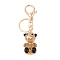 Zinc Alloy Rhinestone Keychain, Bear, Tan, 11.25cm