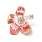 Brass Enamel Pendants, with Glass, Nickel Free, Golden, Flower Charms, Light Coral, 19x18x8mm, Hole: 1.6mm