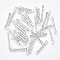 Iron Bar Links connectors, Nickel Free, Textured, Platinum, 20x2x1.2mm, Hole: 1mm