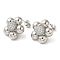 Flower Rack Plating Brass Micro Pave Cubic Zirconia Stud Earrings for Women, Long-Lasting Plated, Lead Free & Cadmium Free, Platinum, 18x18mm