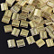 2-Hole Glass Seed Beads, Transparent Spray Painted, with Glitter Powder, Rectangle, Pale Goldenrod, 5x4.5~5.5x2~2.5mm, Hole: 0.5~0.8mm