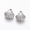 Non-Tarnish 304 Stainless Steel Charms, Shell, Stainless Steel Color, 12.5~12.7x10.7~11x4.2~4.5mm, Hole: 1.6~1.8mm