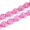 Baking Paint Transparent Glass Beads Strands, Oval & Bee, Hot Pink, 15.5x13.5x7.5mm, Hole: 1mm, about 40pcs/strand, 24.80 inch(63cm)