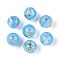 Handmade Foil Lampwork Beads, Round, Light Sky Blue, 10mm, Hole: 1.2~4mm