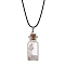 Glass Wish Bottle Pendant Necklace, Natural Rose Quartz Chips Tree Necklace, 17.83 inch(45.3cm)