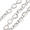 304 Stainless Steel Heart Link Chains, Soldered, with Spool, Stainless Steel Color, 5x6.5x0.4mm