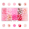 200Pcs 10 Styles DIY Glass Round Beads Sets, Pink, 8mm, Hole: 1mm, 20pcs/style