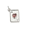 Brass Micro Pave Cubic Zirconia Charms, Playing Card with Ace of Hearts, Rack Plating, Long-Lasting Plated, Cadmium Free & Lead Free, with Jump Ring, Platinum, 13.5x11.5x2.5mm, Hole: 3.4mm