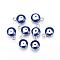 304 Stainless Steel Enamel Charms, Flat Round with Evil Eye, Stainless Steel Color, Medium Blue, 8.5x6x4mm, Hole: 1mm
