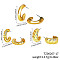 3 Pairs Elegant Fashionable Plastic Earring Sets, C-Shaped, Golden, 32~30x26~24mm