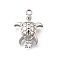 Brass Pave Clear Cubic Zirconia Charms, Cadmium Free & Nickel Free & Lead Free, Real Platinum Plated, Tortoise, 17x12x5mm, Hole: 1.2mm