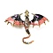 Dragon Enamel Pins, Antique Golden Plated Alloy Rhinestone Brooch for Unisex, Salmon, 61x71x11mm