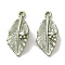 Tibetan Style Alloy Pendants, with ABS Imitation Pearl, Leaf, Antique Bronze, 26x12x6.5mm, Hole: 1.6mm