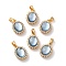 Brass Micro Pave Clear Cubic Zirconia Oval Connector Charms, with Resin, Real 18K Gold Plated, 14.5x10.5x6.5mm, Hole: 4x3mm