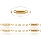 Ion Plating(IP) 304 Stainless Steel Cable Chains, with Tube Beads, Soldered, with Spool, Flat Oval, Golden, Tube Beads: 59x22mm, link: 2~5.5x1.5~2mm, about 32.8 Feet(10m)/roll