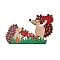 Single Face Printed Wood Big Pendants, Autumn Charms, Hedgehog, 113x175x5mm, Hole: 4mm