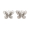 Brass Pendants, with Rhinestone, Butterfly Charms, Cadmium Free & Nickel Free & Lead Free, Platinum, 21.5x28x6mm, Hole: 1.4mm
