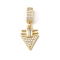 Brass Micro Pave Cubic Zirconia European Dangle Pendants, Cadmium Free & Lead Free, Triangle Charms, Clear, 19x13x2.5mm, Hole: 8x5mm