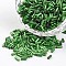 Silver Lined Round Hole Glass Bugle Beads, Green, 3~5x1.8~2mm, Hole: 0.8mm, about 12000pcs/450g