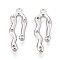 Brass Micro Pave Clear Cubic Zirconia Pendants, Cadmium Free & Nickel Free & Lead Free, Real Platinum Plated, 21x7.5x3mm, Hole: 1~1.2mm