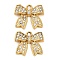 304 Stainless Steel Rhinestone Pendant, Ion Plating(IP), Bowknot Charms, Real 18K Gold Plated, 17x19x3.5mm, Hole: 2mm