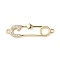 Brass Micro Pave Cubic Zirconia Connector Charms, Safety Pins, Rack Plating, Lead Free & Cadmium Free, Real 18K Gold Plated, 27x8x2mm, Hole: 1.2mm