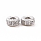 Brass Micro Pave Cubic Zirconia Beads, Cadmium Free & Nickel Free & Lead Free, Flat Round, Platinum, 4x2mm, Hole: 1mm