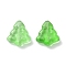 Transparent Baking Paint Glass Beads, Christmas Tree, Green, 16x15x5mm, Hole: 1.2mm